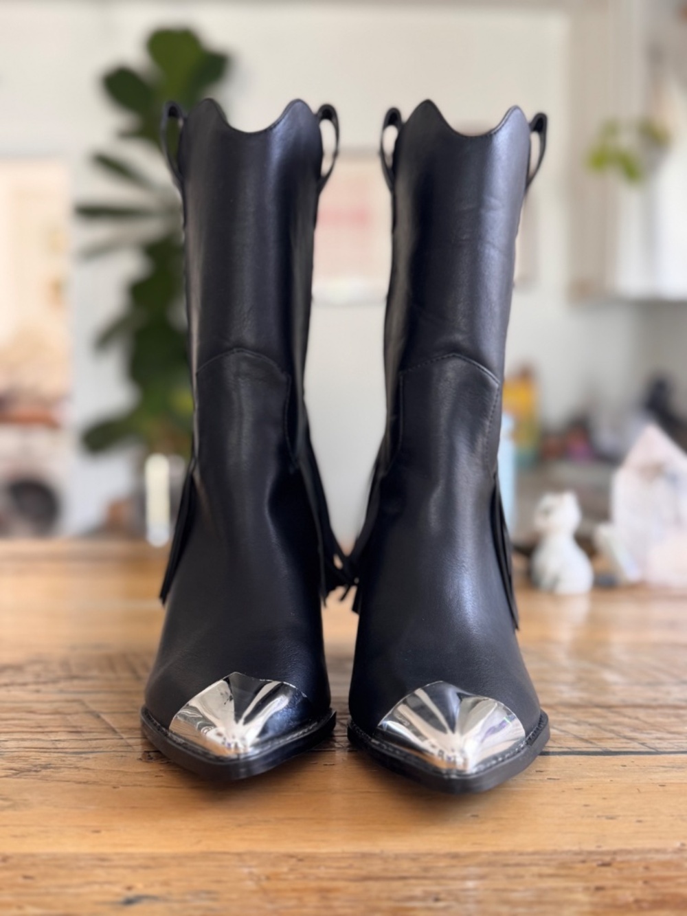 Lulu's Black Fringe Western Boots, Size 7.5 - Picture 4 of 9
